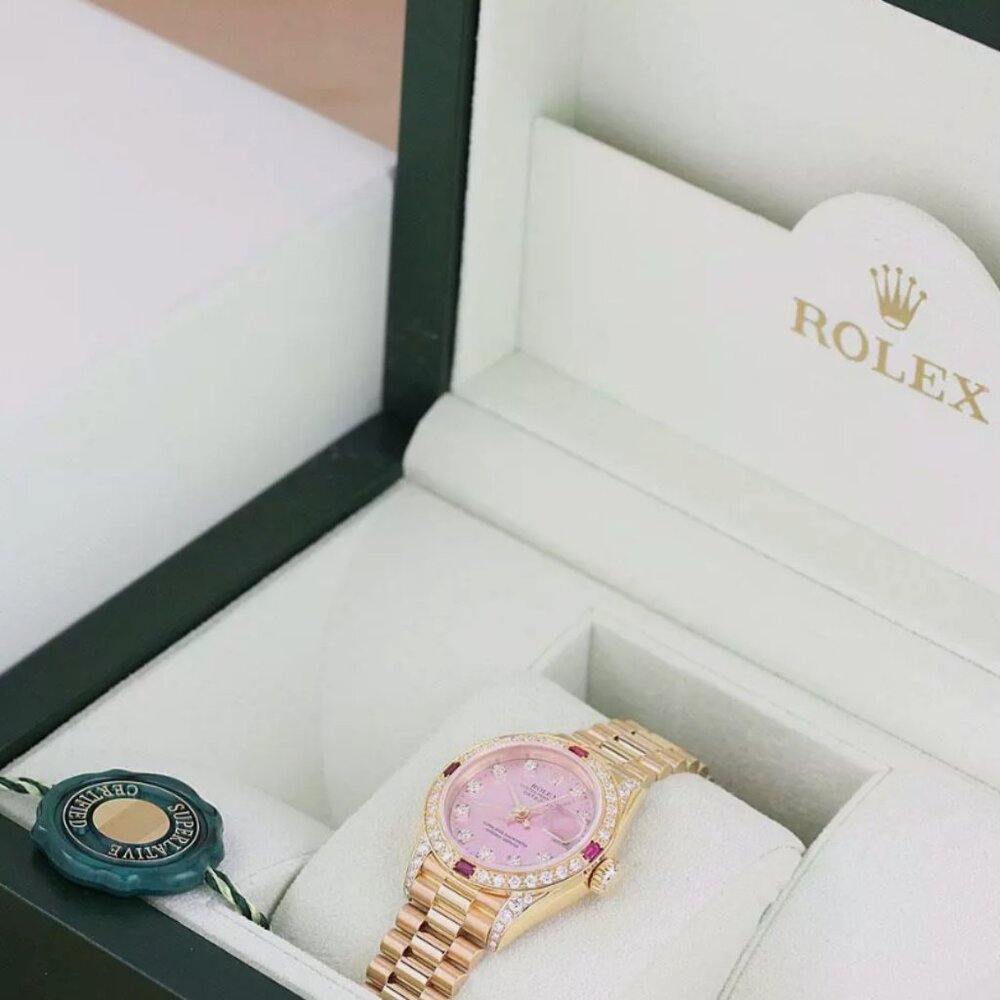 Sale! Rolex Ladies President Diamond 18k Gold Ruby Watch